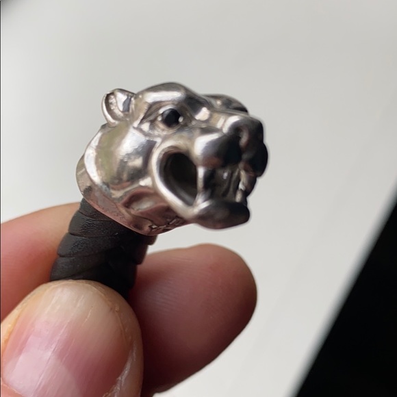 EFFY MEN’S BRACELET WOVEN LEATHER PANTHER BRACELET - Picture 6 of 8